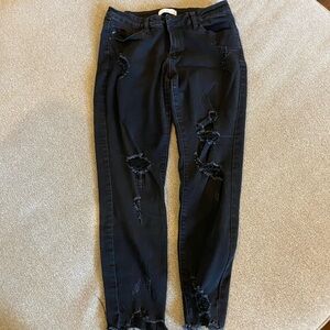 Distressed Black Women Jeans